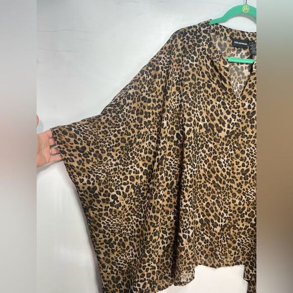 Nina Leonard Cheetah Print Sheer Blouse 1X - Picture 4 of 6
